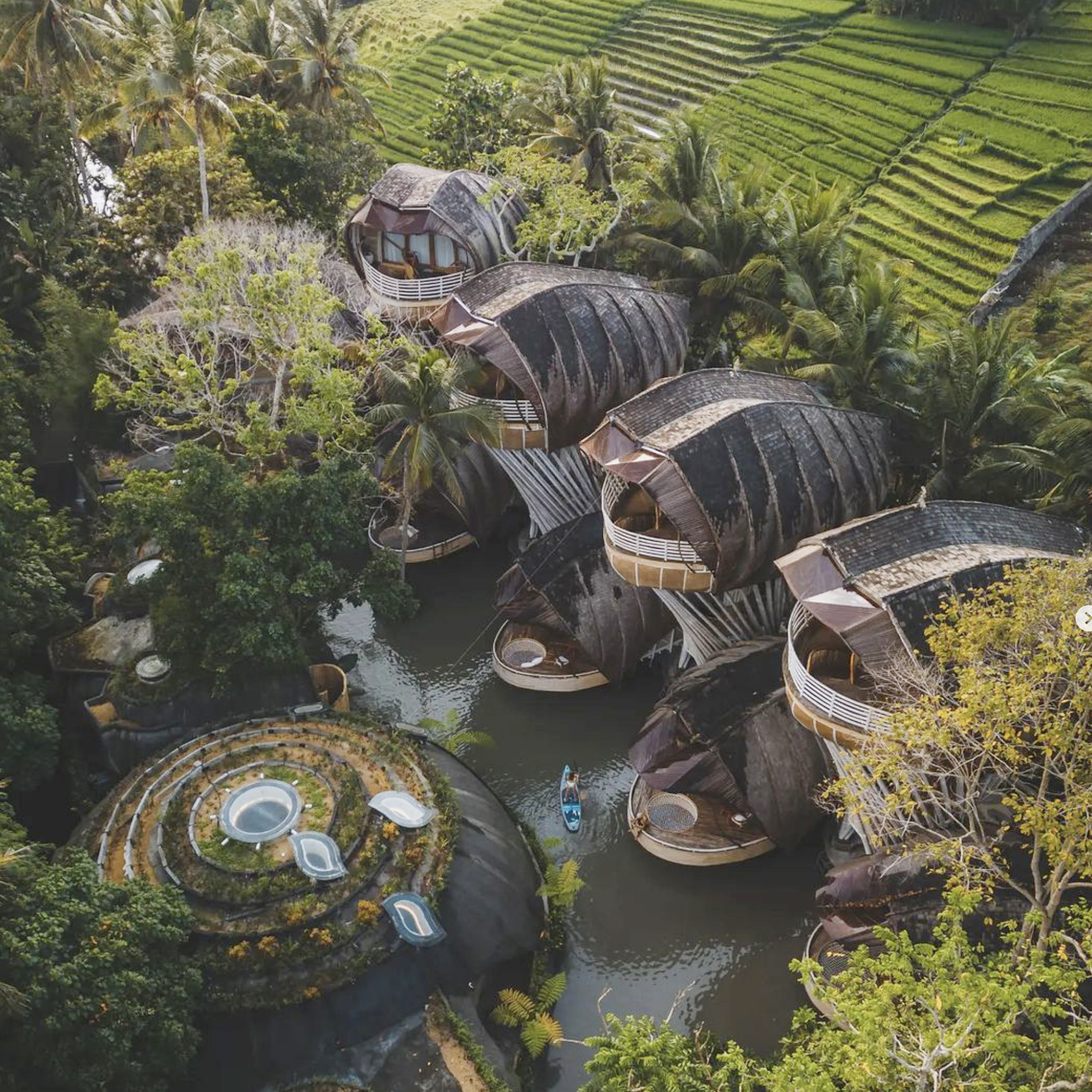 Bamboo villas over the river